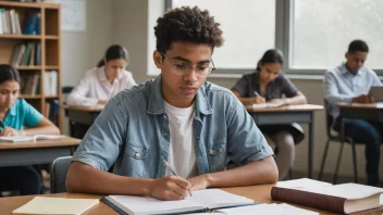 En student som forbereder seg til en eksamen med god studiepreparasjon.