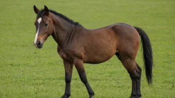 En liten hest som står i en grønn eng.