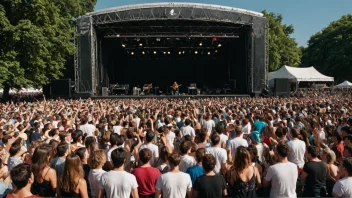 Et musikalevent med en stor folkemengde som nyter fremføringen.