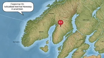 Et kart over Norge som viser de vestlige regionene hvor vestnordisk dialekt snakkes.