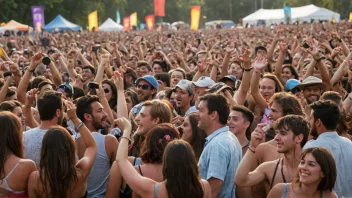 En musikkfestival med en folkemengde som nyter musikken og atmosfæren