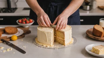 En person som skjærer en kake i stykker, symboliserer adjektivet deltbar.