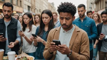 En person som er avhengig av sin mobiltelefon, og går glipp av sosiale interaksjoner og aktiviteter.