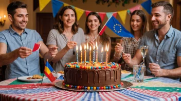 En festerkake med dekorasjoner og lys, perfekt for å feire spesielle anledninger.