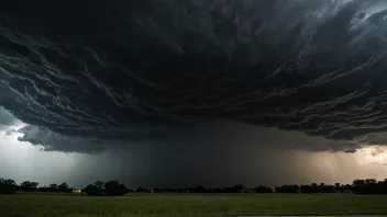 Et bilde av en kraftig aftenstorm med mørke skyer og kraftig regn.