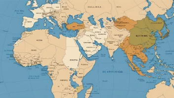 Et fargerikt kart over den afrikanskasiatiske regionen, som viser dens mangfoldige kulturer og geografi.