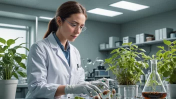 En forsker som arbeider med forsøksorganismer i et laboratorium.