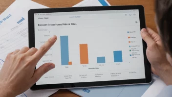 En person som analyserer inntjeningsregler på en nettbrett