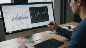 En person analyserer data på en dataskjerm med en graf som viser effekten av ulike parametre