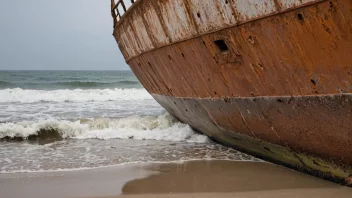 Et gammelt skipshull på en strand