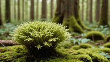 En grønn og frodig trollmosse som vokser i en skog.