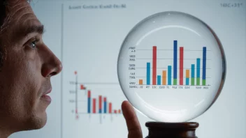 En person ser på en krystallkule med et diagram eller graf i bakgrunnen, som symboliserer forutsigelse og prognostisering.