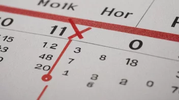 En kalender med et rødt X gjennom det, som indikerer en reduksjon i arbeidstiden.