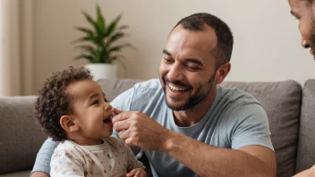 En smilende mann som leker med et barn, symboliserer gleden av å være adoptivfar