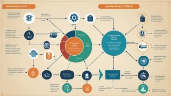 En illustrasjon av et komplekst innvandringssystem-flytdiagram.