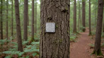 En løypemarkering på et tre i skogen.