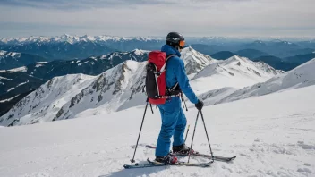 En person som bærer skimateriell på et snødekt fjell.