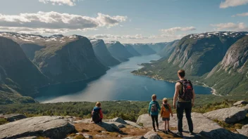 En familie som nyter den vakre norske naturen under sin innenlandsferie.