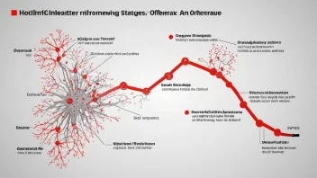 En illustrasjon av de forskjellige fasene av et utbrudd, med utbruddsstadiet fremhevet.