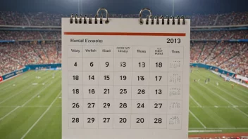 Et bilde som representerer en sportsesong med en kalender over hendelser.