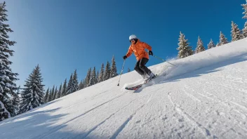 En person som nyter skifryd i et vakkert vinterlandskap.