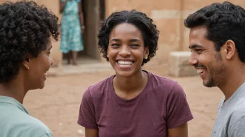 En person med et stort smil på ansiktet, snakker til en gruppe mennesker.