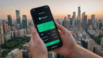 En person som bruker en mobilbetalingstjeneste på sin smarttelefon.