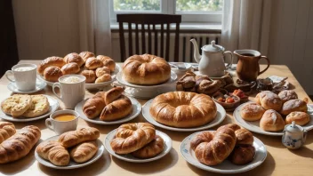 En tradisjonell norsk frokost med en deilig morgenbakst.