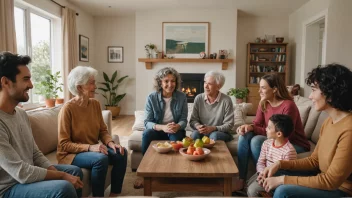 En stor lykkelig familie i et stort hus.