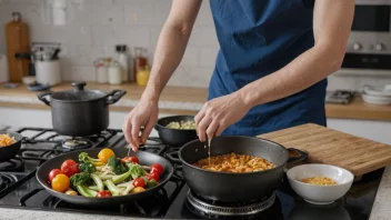 En person som tilbereder mat i et kjøkken, med et bekymret uttrykk i ansiktet da de innser at de har lagt for mye av et giftig ingrediens i retten.