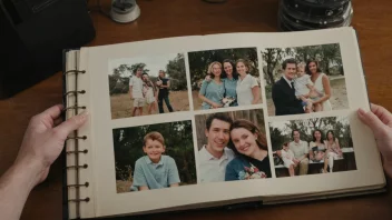 En person som holder et stort fotoalbum med en samling bilder