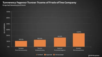 En graf som viser omsætningsfrekvensen til et selskap over tid