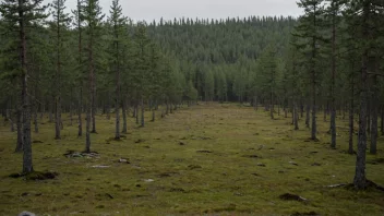 En tynn skog med trær langt fra hverandre.