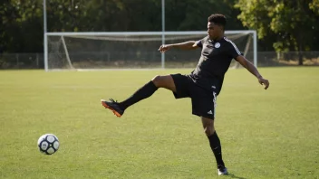 En fotballspiller som øver en måløvelse under en trening.