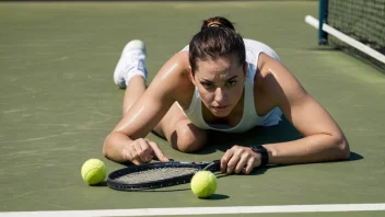 En person som er utmattet etter å ha spilt tennis