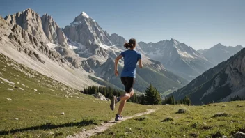 En person som driver med alpintrening, med et storslått fjellandskap i bakgrunnen.