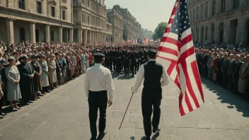 En standartbærer som bærer et flagg i en parade.