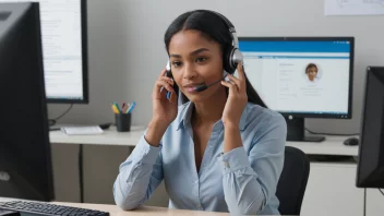 En kundeservicerepresentant som jobber på en telefonbank.