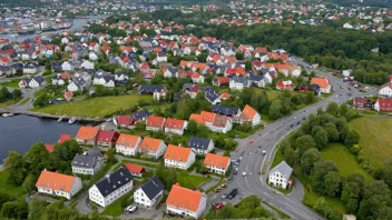 Flyfoto av Strindheim, en bydel i Trondheim