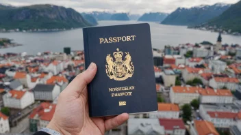 En person som holder et norsk pass, som symboliserer deres statsborgerskap og rettigheter som statsborger.