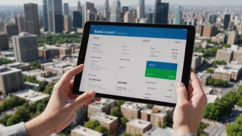En person som håndterer sin bankkonto på en nettbrett.
