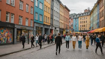 Et levende gatemiljø i Oslo, som fanger essensen av 'gateluft'.