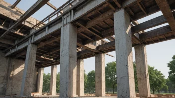 En illustrasjon av en bygnings hodegirder, som er en horisontal bjelke som støtter opp vegger og tak.