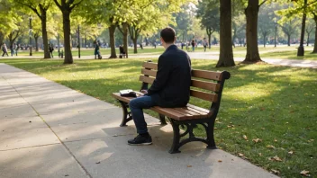 En utendørsbenk i en park med mennesker som sitter på den.