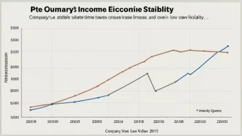 En graf som viser et selskaps inntektsstabilitet over tid, med en jevn økning i inntekter og lav volatilitet.