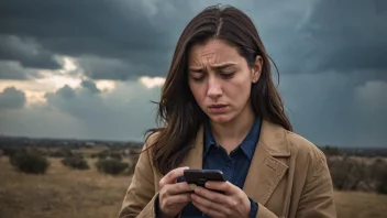 En person sjekker værmeldingen på telefonen sin.