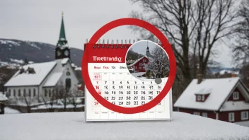 En kalender med datoen for trettenandelssøndag merket, med en rød sirkel rundt. I bakgrunnen, en tradisjonell norsk kirke.