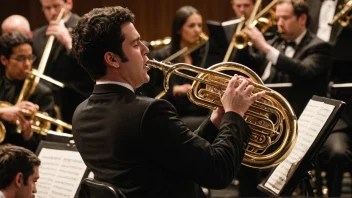 En musiker som spiller tuba i et orkester eller band.