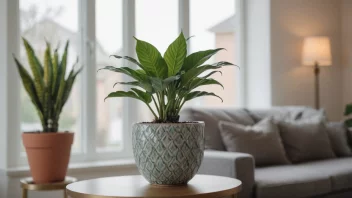 En vakker indoorplante i en dekorativ potte på en vindusrekke.