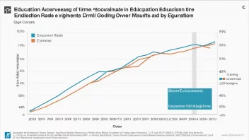En graf som viser en markant økning i utdanningsrater over tid, med en boom i antall studenter som er innrullert i høyere utdanning.